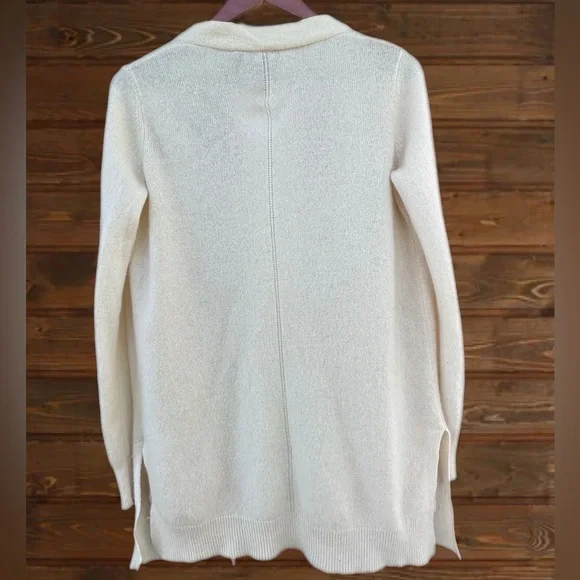 Theory 100% Cashmere | Cardigan Open Front Color:Ivory | Sz:Medium - Picture 3 of 10